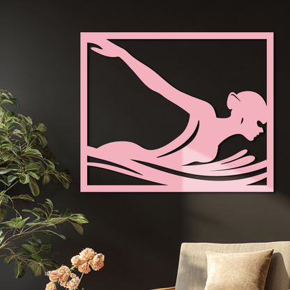 Pink Swimmer Woman Silhouette Metal Wall Art – Sporty Modern Home Decor - KAFGP187 - Tampa Home & Garden Store