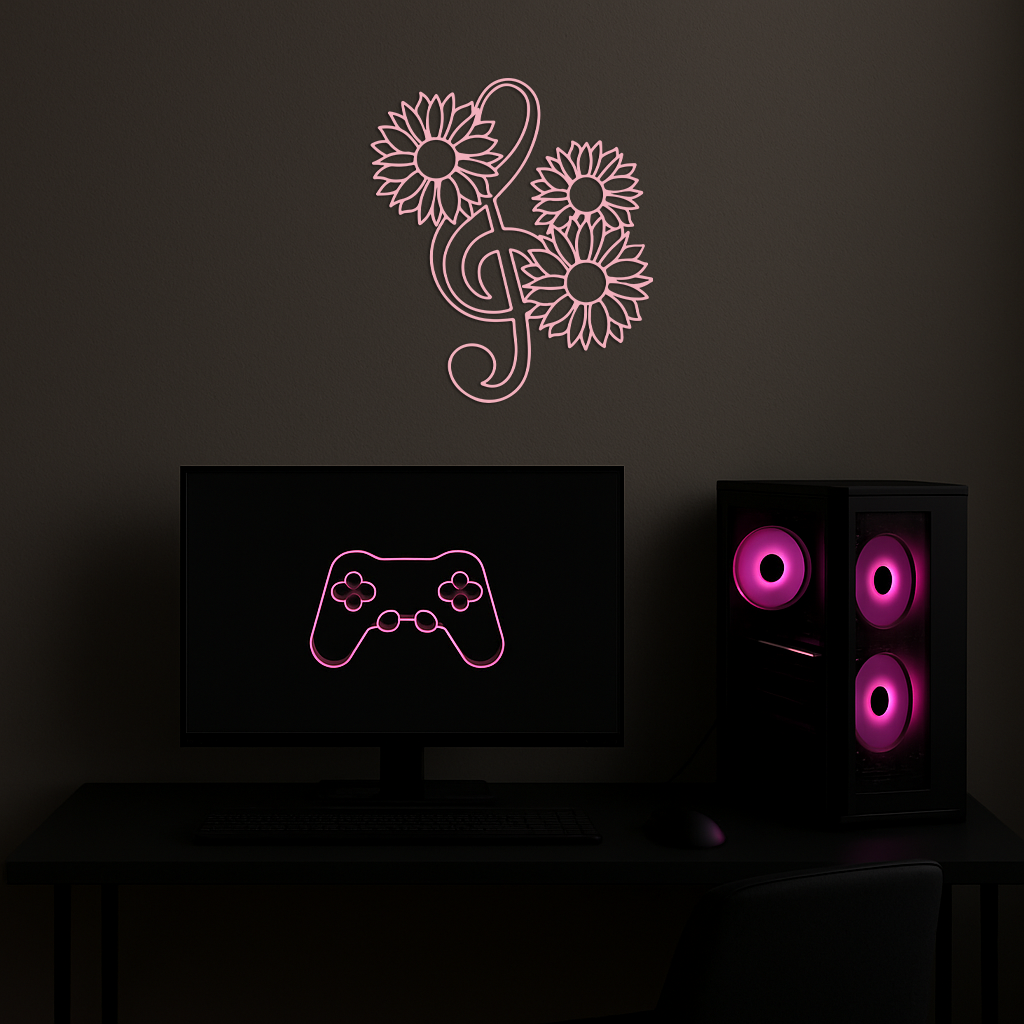 Pink Treble Clef with Sunflowers Metal Wall Art – Musical Floral Decor - KAFGP002 - Tampa Home & Garden Store