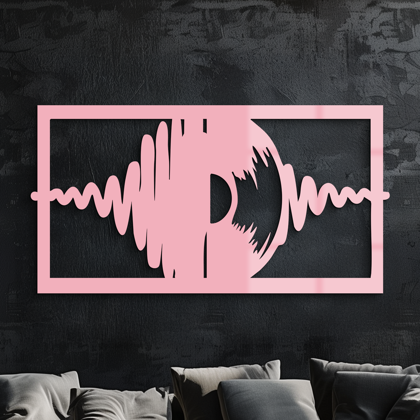 Pink Vinyl Record Soundwave Metal Wall Art – Music Inspired Modern Decor - KAFGP157 - Tampa Home & Garden Store