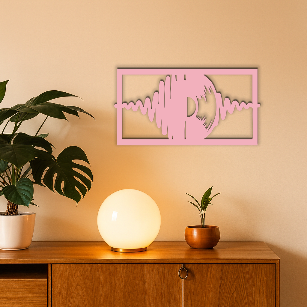 Pink Vinyl Record Soundwave Metal Wall Art – Music Inspired Modern Decor - KAFGP157 - Tampa Home & Garden Store