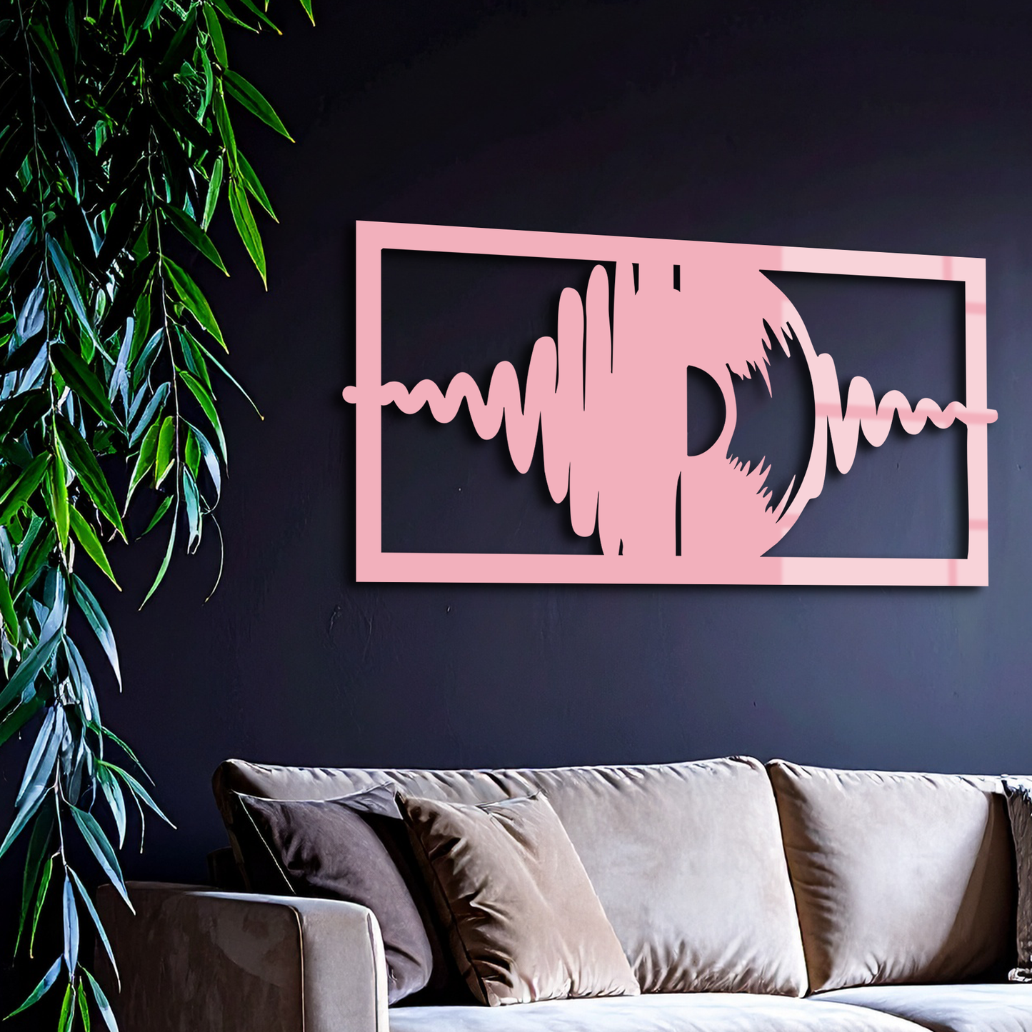 Pink Vinyl Record Soundwave Metal Wall Art – Music Inspired Modern Decor - KAFGP157 - Tampa Home & Garden Store