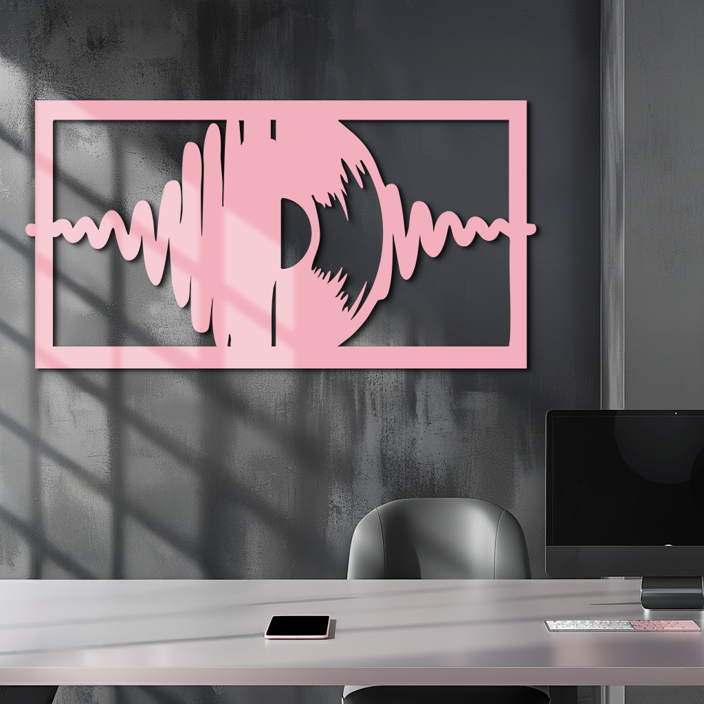 Pink Vinyl Record Soundwave Metal Wall Art – Music Inspired Modern Decor - KAFGP157 - Tampa Home & Garden Store