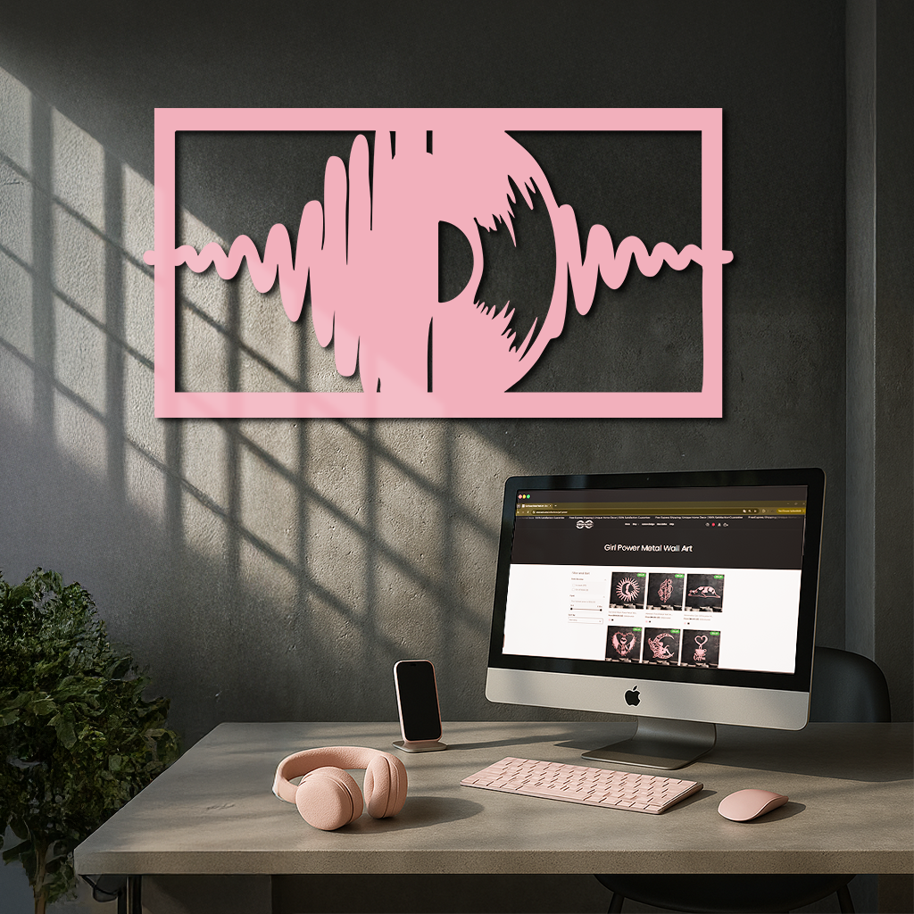 Pink Vinyl Record Soundwave Metal Wall Art – Music Inspired Modern Decor - KAFGP157 - Tampa Home & Garden Store