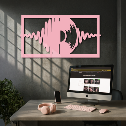 Pink Vinyl Record Soundwave Metal Wall Art – Music Inspired Modern Decor - KAFGP157 - Tampa Home & Garden Store