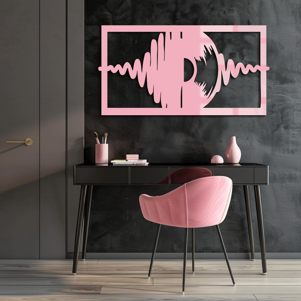 Pink Vinyl Record Soundwave Metal Wall Art – Music Inspired Modern Decor - KAFGP157 - Tampa Home & Garden Store