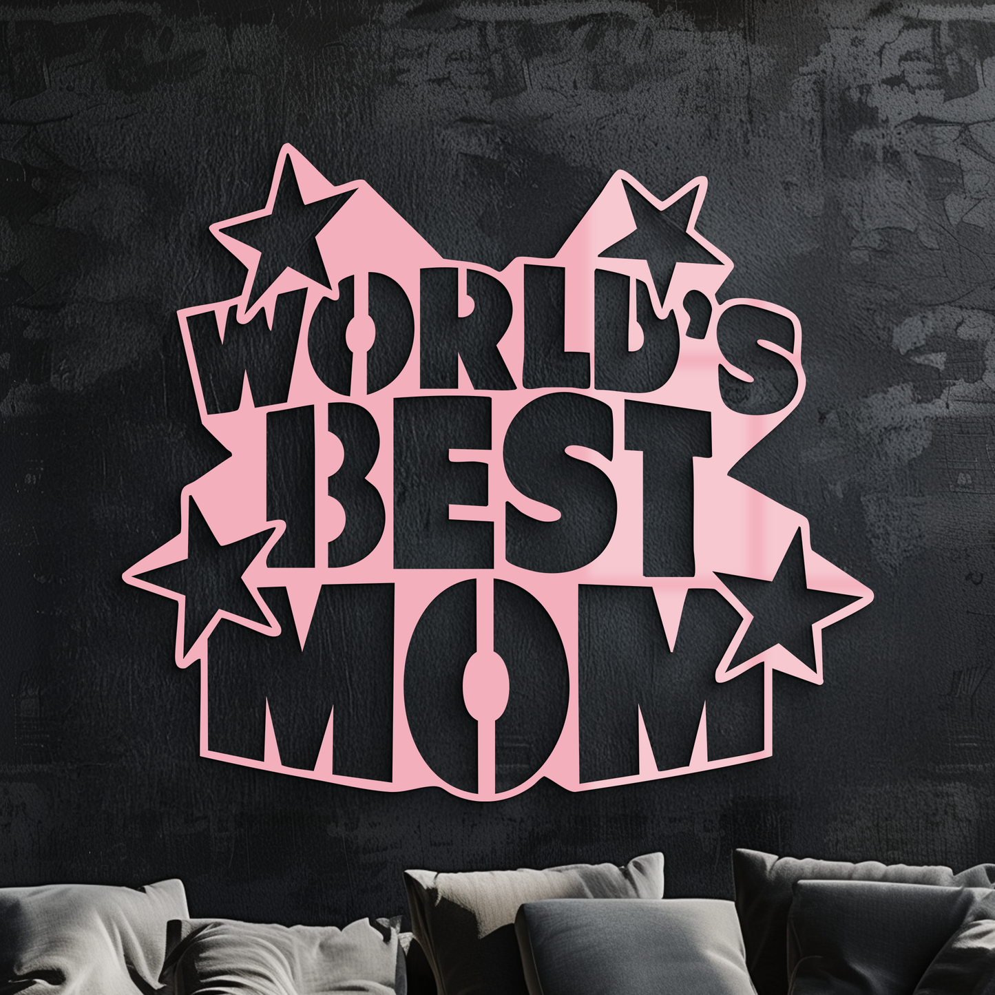 Pink World’s Best Mom Metal Wall Art – Star Design Mother’s Day Gift - KAFGP015 - Tampa Home & Garden Store