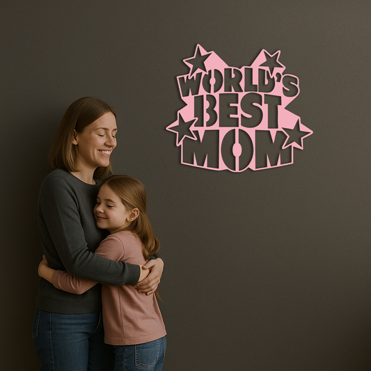 Pink World’s Best Mom Metal Wall Art – Star Design Mother’s Day Gift - KAFGP015 - Tampa Home & Garden Store