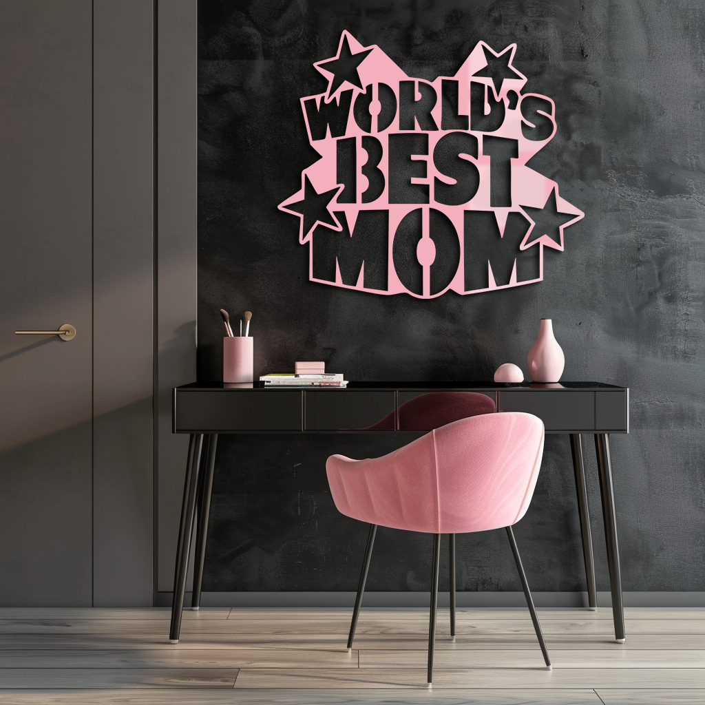 Pink World’s Best Mom Metal Wall Art – Star Design Mother’s Day Gift - KAFGP015 - Tampa Home & Garden Store