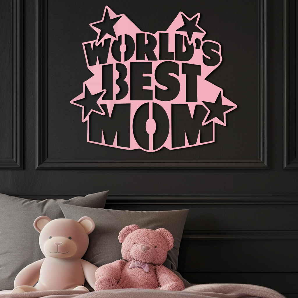 Pink World’s Best Mom Metal Wall Art – Star Design Mother’s Day Gift - KAFGP015 - Tampa Home & Garden Store