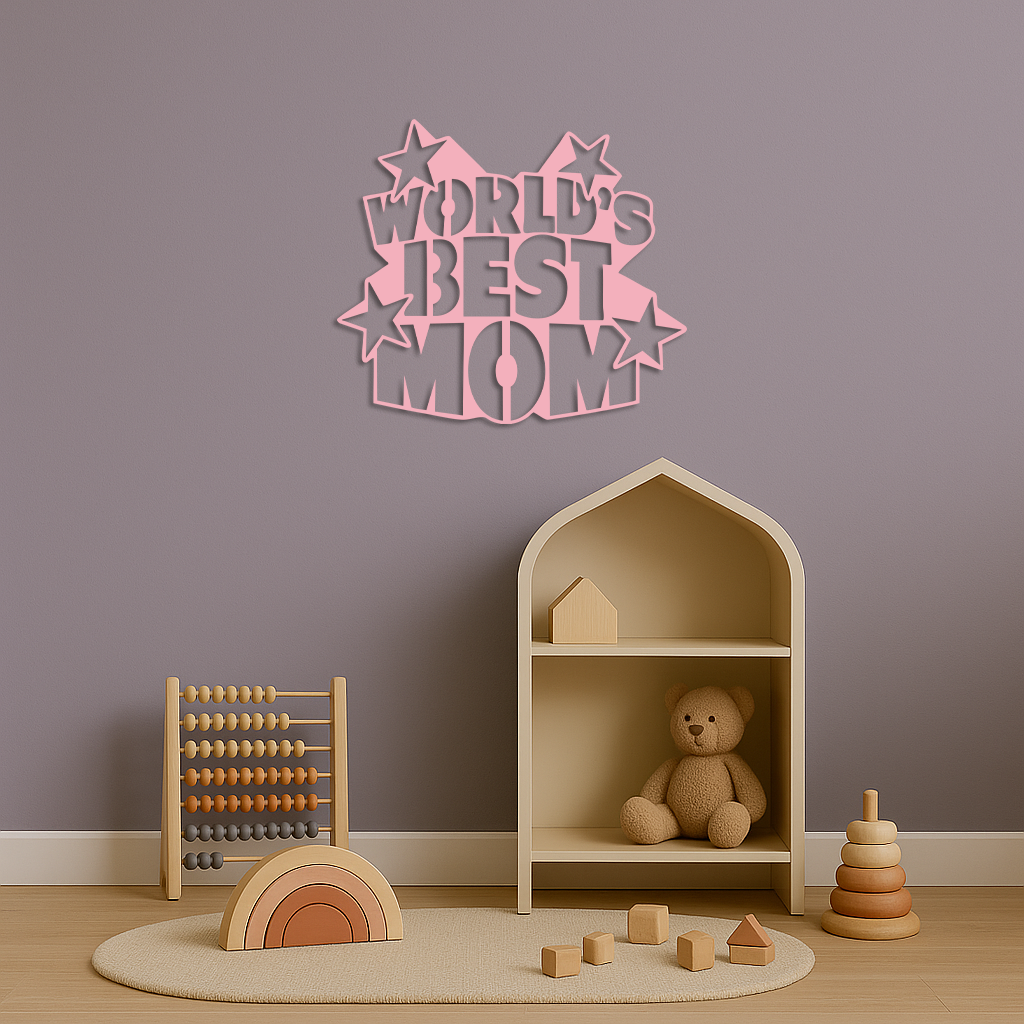 Pink World’s Best Mom Metal Wall Art – Star Design Mother’s Day Gift - KAFGP015 - Tampa Home & Garden Store
