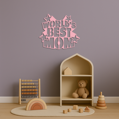 Pink World’s Best Mom Metal Wall Art – Star Design Mother’s Day Gift - KAFGP015 - Tampa Home & Garden Store