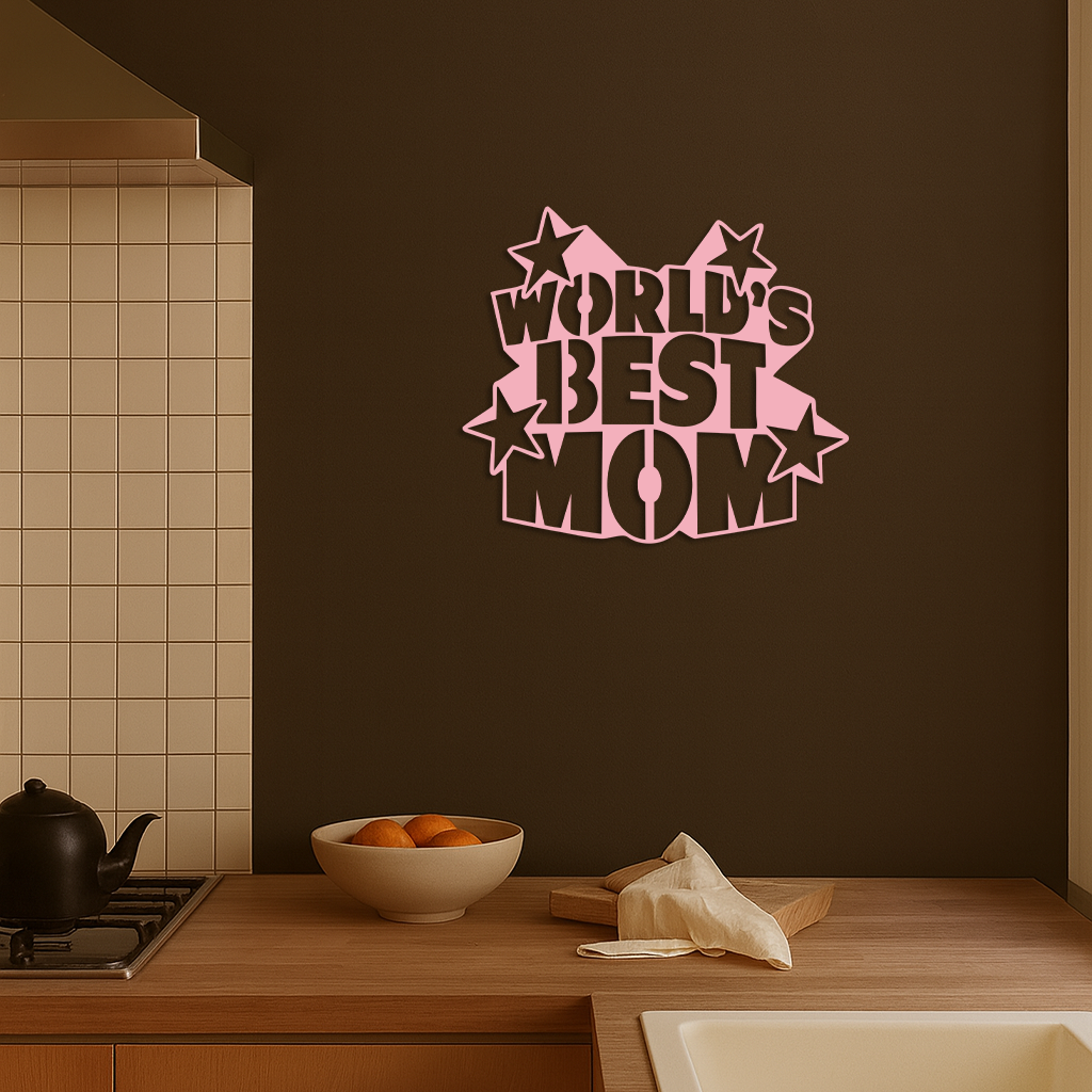 Pink World’s Best Mom Metal Wall Art – Star Design Mother’s Day Gift - KAFGP015 - Tampa Home & Garden Store