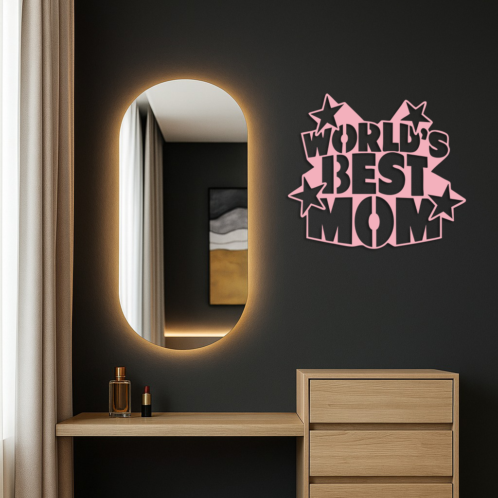 Pink World’s Best Mom Metal Wall Art – Star Design Mother’s Day Gift - KAFGP015 - Tampa Home & Garden Store