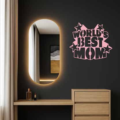 Pink World’s Best Mom Metal Wall Art – Star Design Mother’s Day Gift - KAFGP015 - Tampa Home & Garden Store