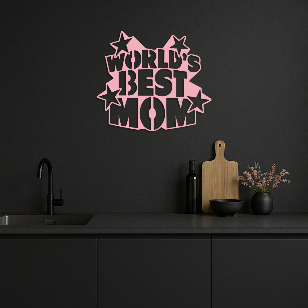 Pink World’s Best Mom Metal Wall Art – Star Design Mother’s Day Gift - KAFGP015 - Tampa Home & Garden Store