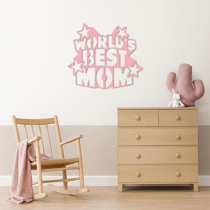 Pink World’s Best Mom Metal Wall Art – Star Design Mother’s Day Gift - KAFGP015 - Tampa Home & Garden Store
