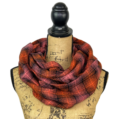 Pink and Orange Ombre Plaid Flannel Infinity or Blanket Scarf - Tampa Home & Garden Store