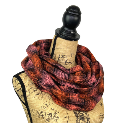 Pink and Orange Ombre Plaid Flannel Infinity or Blanket Scarf - Tampa Home & Garden Store