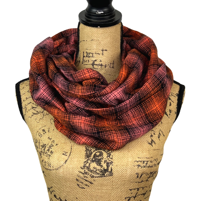 Pink and Orange Ombre Plaid Flannel Infinity or Blanket Scarf - Tampa Home & Garden Store
