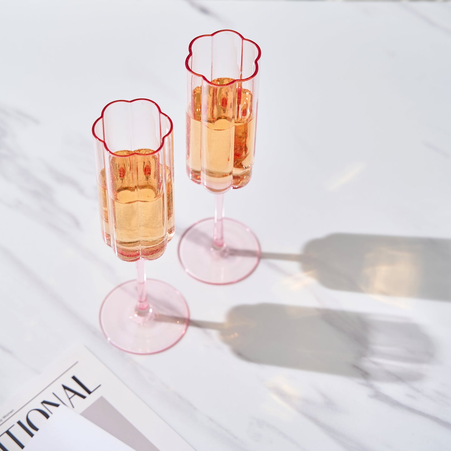 Flower Wave Champagne Flute Glass Set of 2