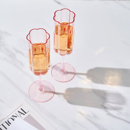 Flower Wave Champagne Flute Glass Set of 2