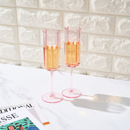 Flower Wave Champagne Flute Glass Set of 2