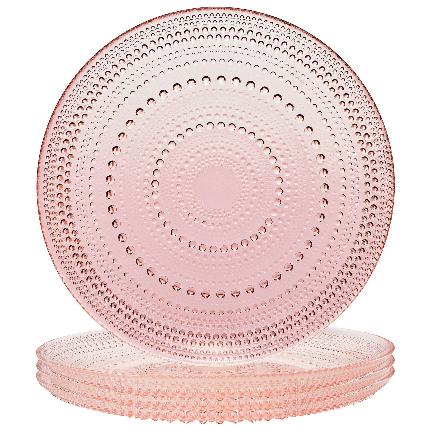 Blush Pink Hobnail Glass Dinner Plates Set of 4