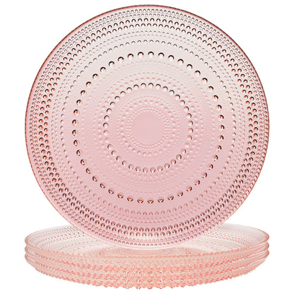 Blush Pink Hobnail Glass Dinner Plates Set of 4