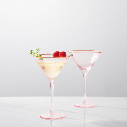 Aurelia 10 Oz Ribbed Martini Glasses Set of Two