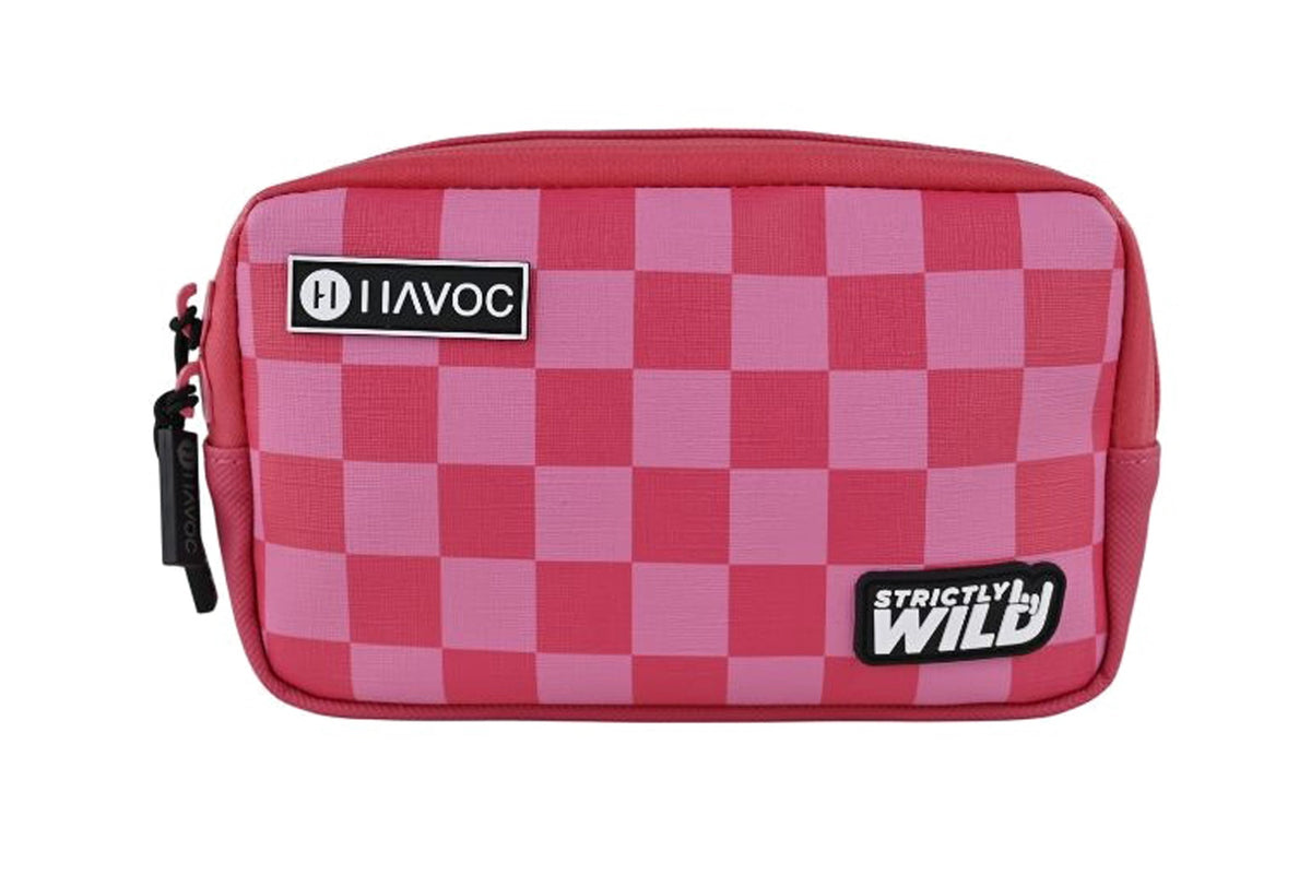 Universal Bar Sack for Handlebar Storage pink checkered motorcycle bag Havoc logo patch on Tampa Home & Garden Store