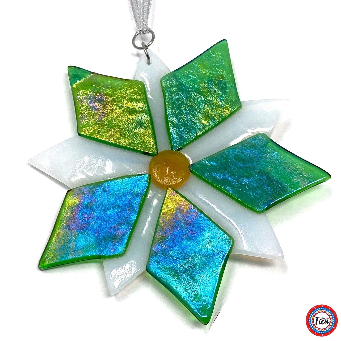 Adorno de cristal hecho a mano - Flor de Pascua