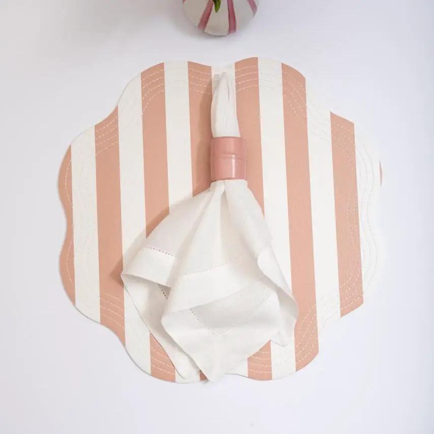 Brazilian Bamboo Napkin Ring by Talah Home in pink bamboo with white napkin on Tampa Home & Garden Store