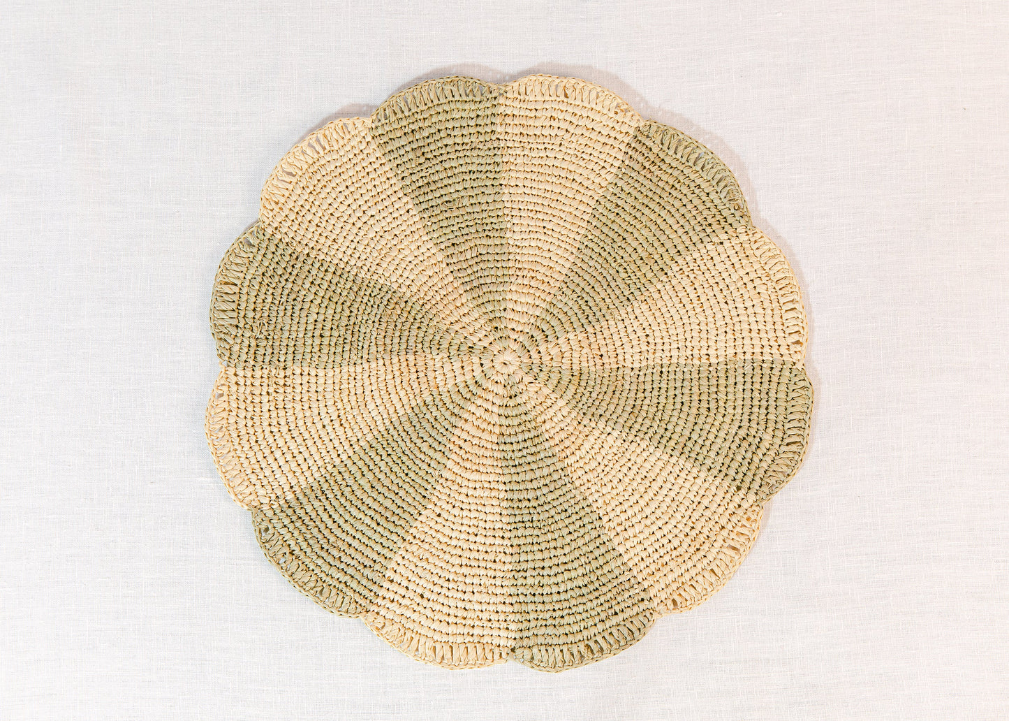 Pinwheel Olive Placemat, raffia tabletop - Tampa Home & Garden Store