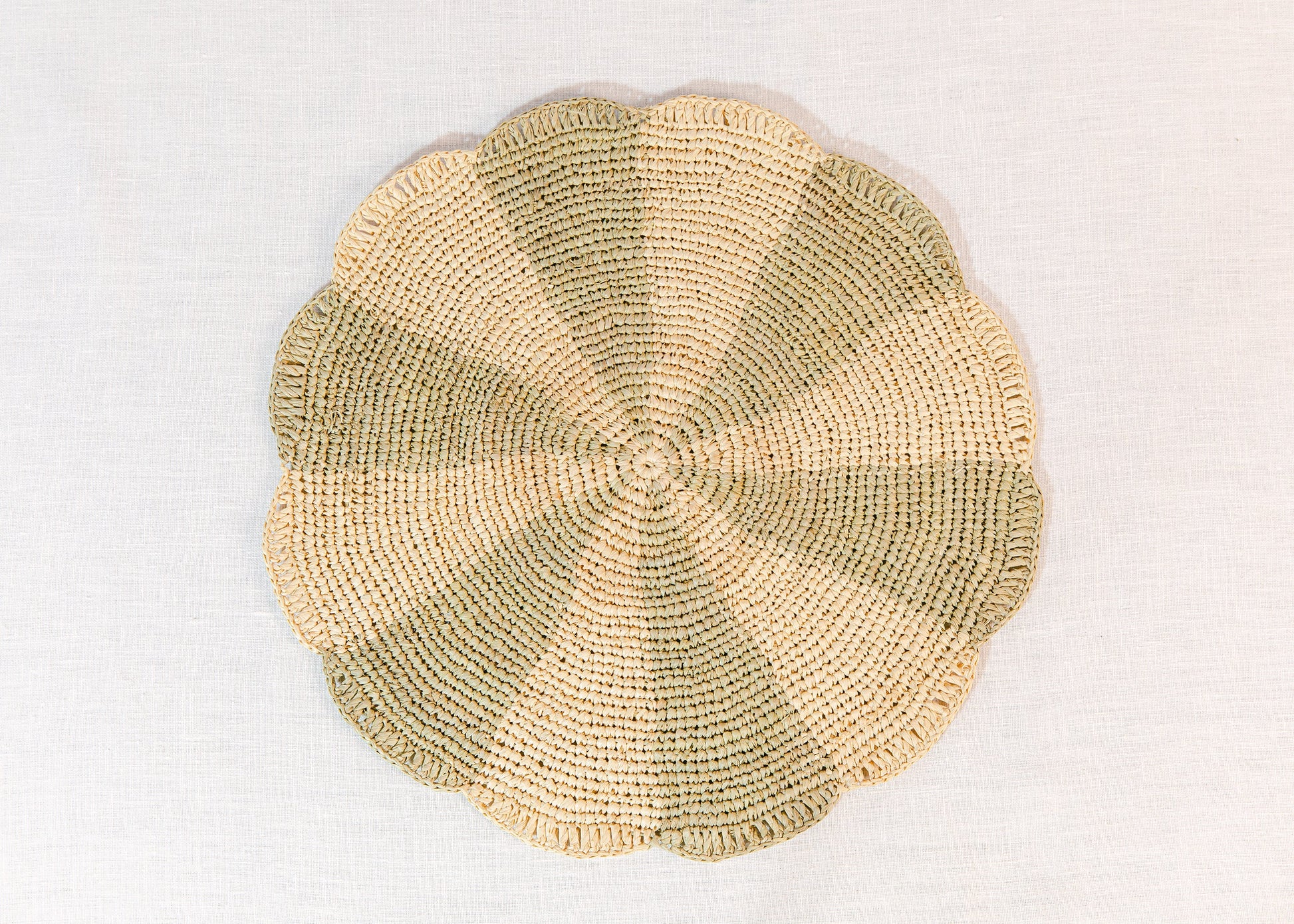 Pinwheel Olive Placemat, raffia tabletop - Tampa Home & Garden Store