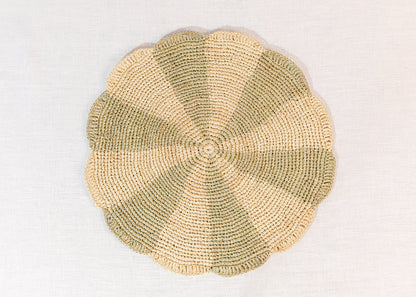 Pinwheel Olive Placemat, raffia tabletop - Tampa Home & Garden Store