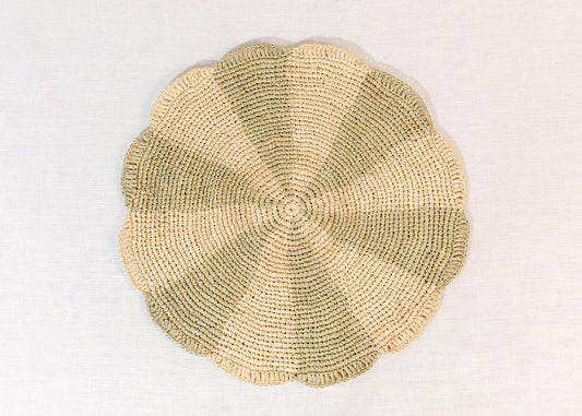 Pinwheel Olive Placemat, raffia tabletop - Tampa Home & Garden Store