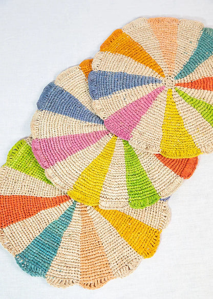 Pinwheel multicolor Placemat, raffia tabletop - Tampa Home & Garden Store