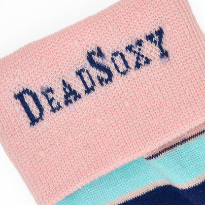 Spectrum Stripes Dress Sock Bundle pink knit socks with navy striped pattern by DeadSoxy on Tampa Home & Garden Store