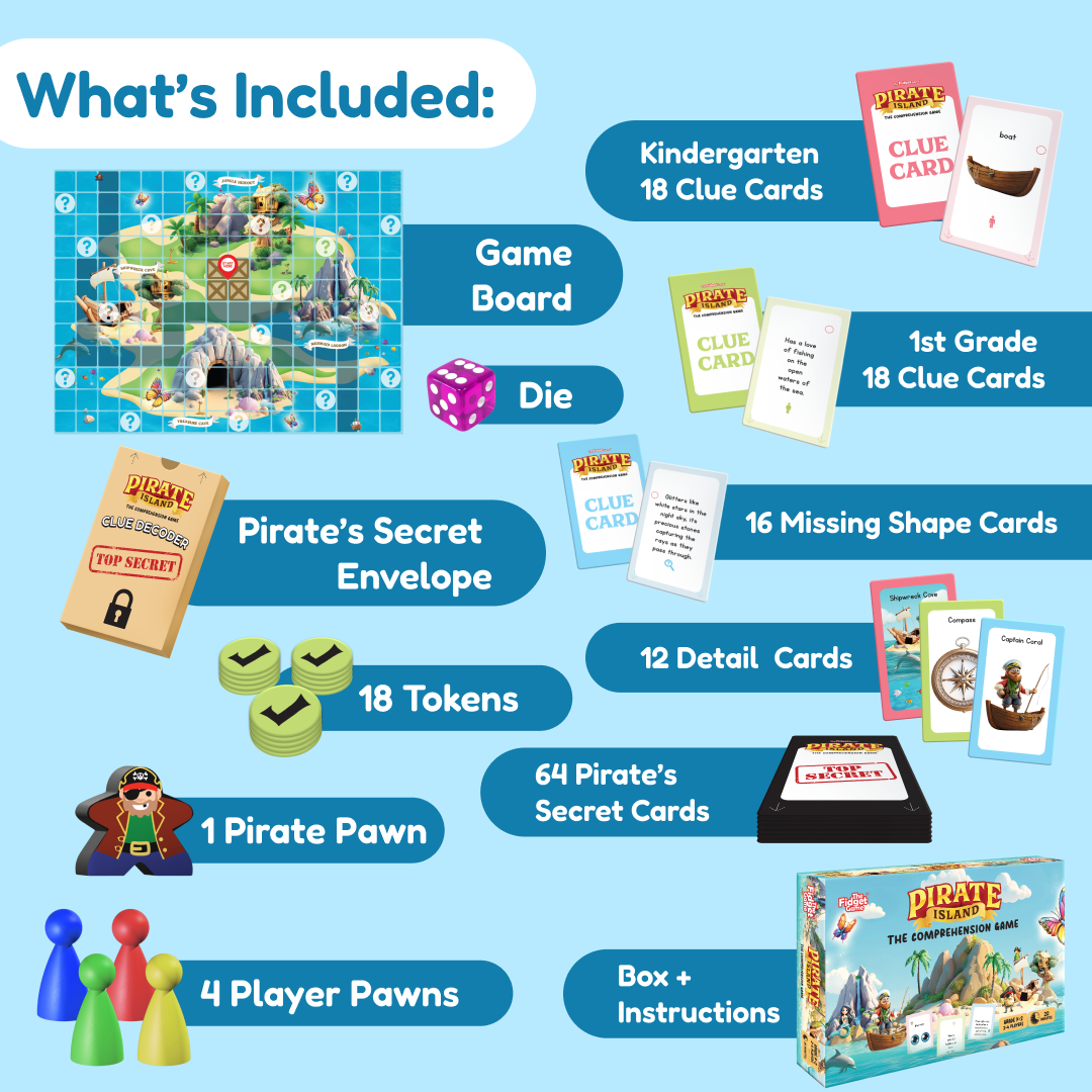 Pirate Island board game by The Fidget Games - includes 64 secret cards, 18 tokens, 4 pawns on Tampa Home & Garden Store