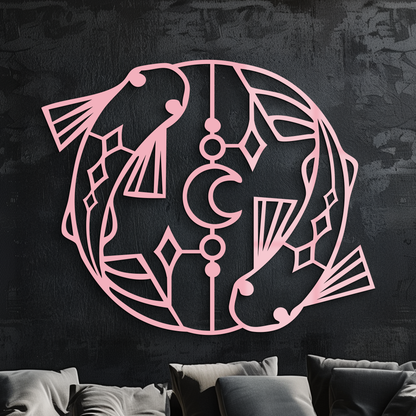 Pisces Zodiac Metal Wall Art – Astrological Home Decor Sign - KAFGP143 - Tampa Home & Garden Store