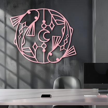 Pisces Zodiac Metal Wall Art – Astrological Home Decor Sign - KAFGP143 - Tampa Home & Garden Store