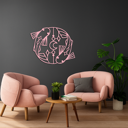 Pisces Zodiac Metal Wall Art – Astrological Home Decor Sign - KAFGP143 - Tampa Home & Garden Store
