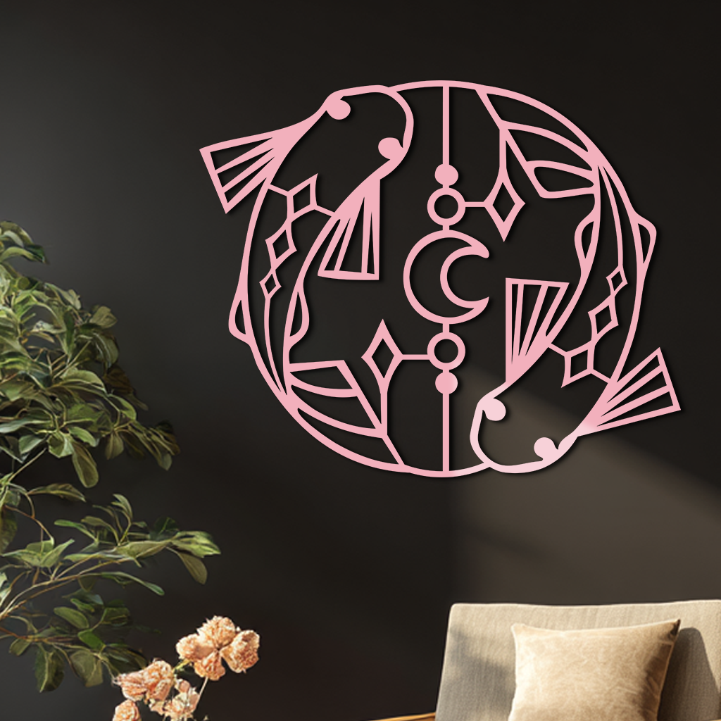 Pisces Zodiac Metal Wall Art – Astrological Home Decor Sign - KAFGP143 - Tampa Home & Garden Store