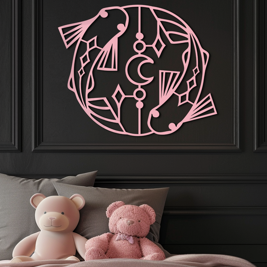 Pisces Zodiac Metal Wall Art – Astrological Home Decor Sign - KAFGP143 - Tampa Home & Garden Store