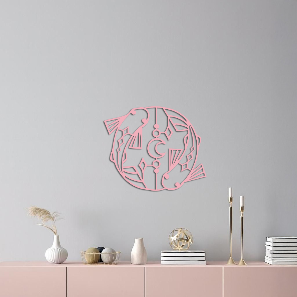 Pisces Zodiac Metal Wall Art – Astrological Home Decor Sign - KAFGP143 - Tampa Home & Garden Store