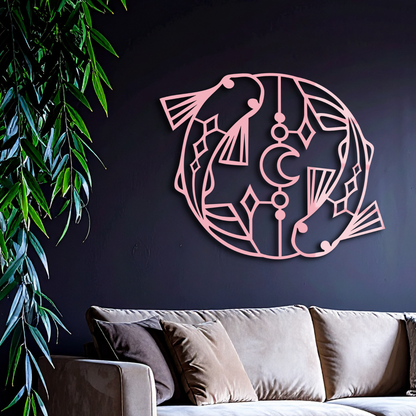 Pisces Zodiac Metal Wall Art – Astrological Home Decor Sign - KAFGP143 - Tampa Home & Garden Store