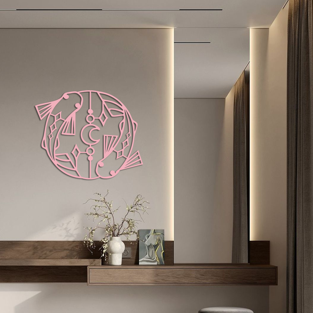 Pisces Zodiac Metal Wall Art – Astrological Home Decor Sign - KAFGP143 - Tampa Home & Garden Store