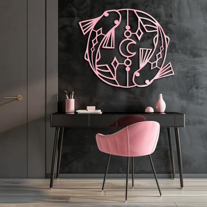 Pisces Zodiac Metal Wall Art – Astrological Home Decor Sign - KAFGP143 - Tampa Home & Garden Store