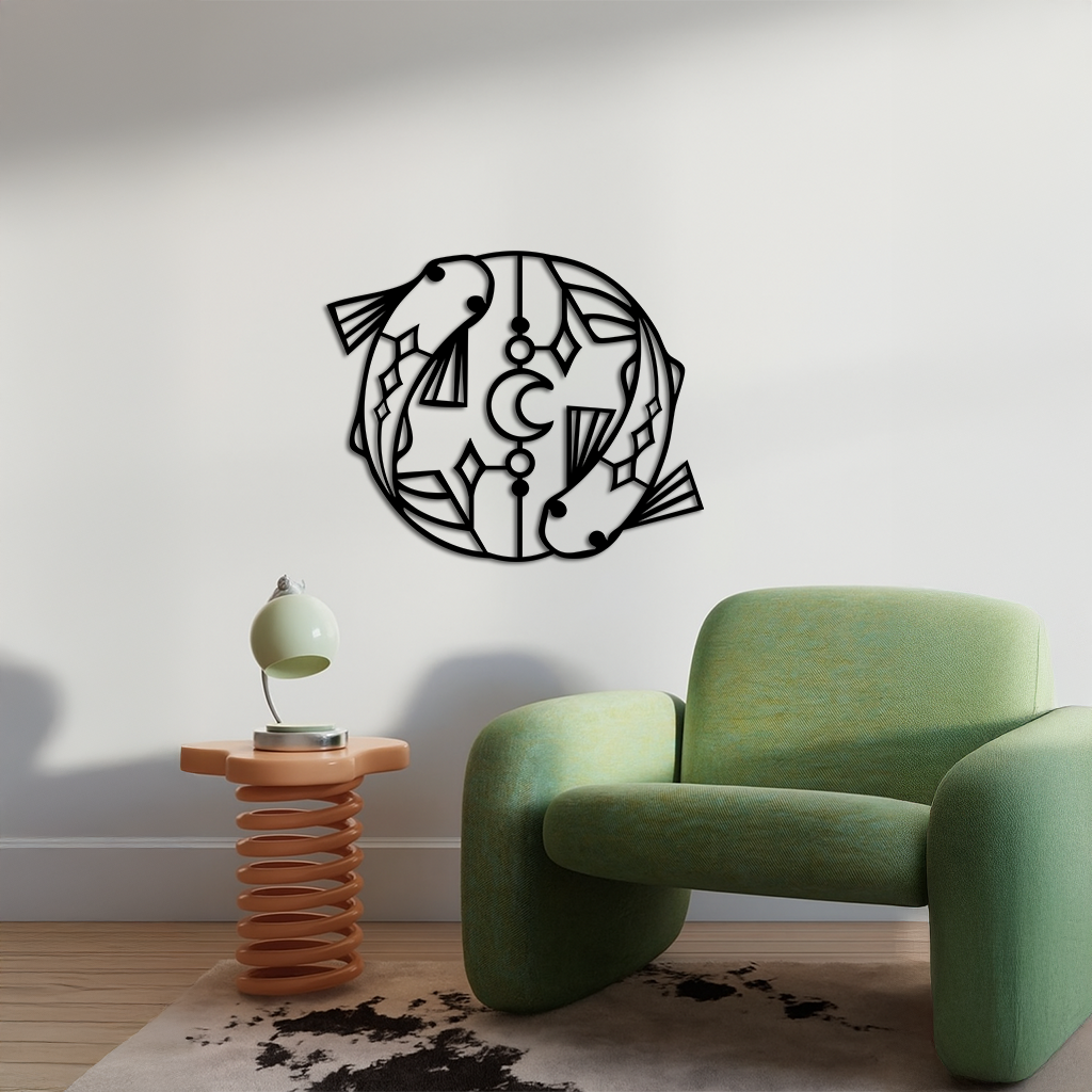 Pisces Zodiac Metal Wall Art – Astrological Home Decor Sign - KAFGP143 - Tampa Home & Garden Store