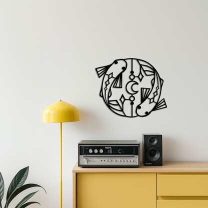 Pisces Zodiac Metal Wall Art – Astrological Home Decor Sign - KAFGP143 - Tampa Home & Garden Store
